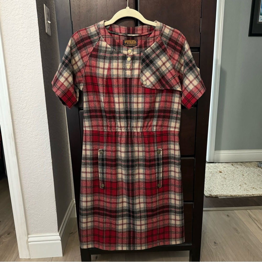 Pendleton Portland Collection red plaid wool dress